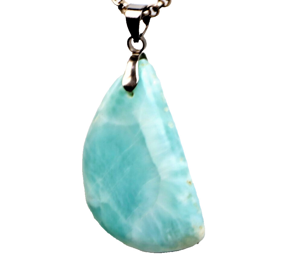 Charming Design Natural Light Blue Larimar Pendant 46mm