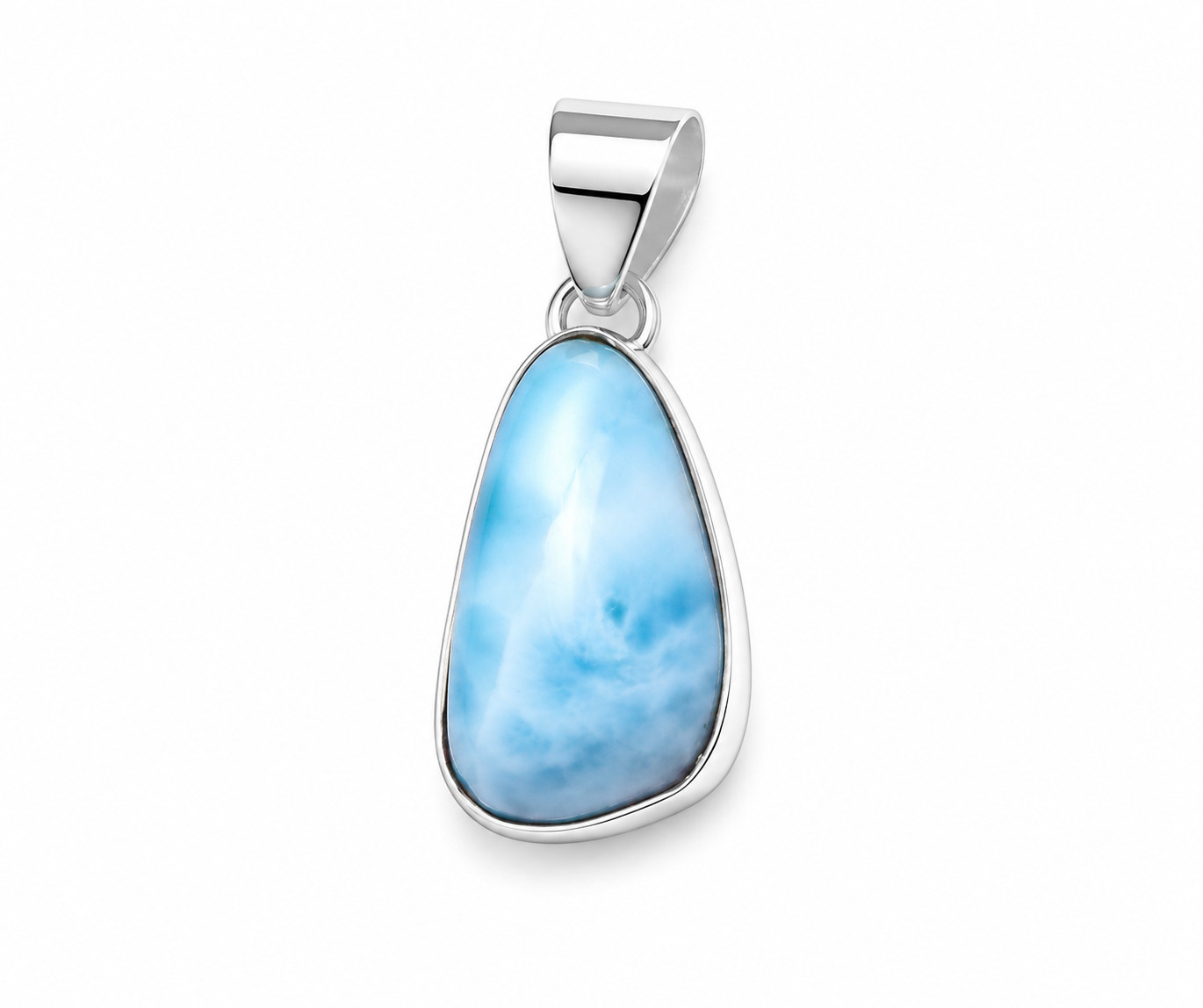 Unusual Pattern Natural Sky Blue Larimar .925 Sterling Silver Pendant 30mm
