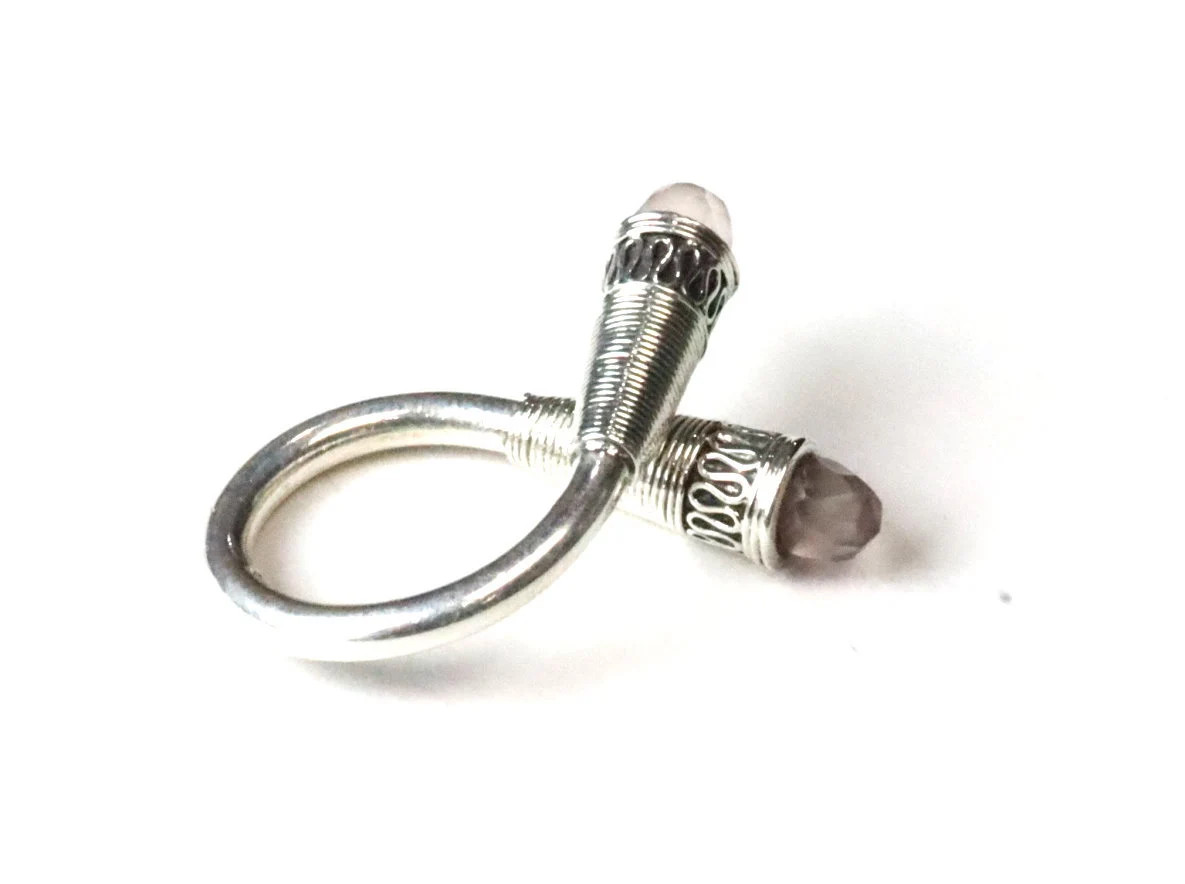 Outstanding Handcrafted Clear Smoky Purple Amethyst .925 Sterling SilverRing