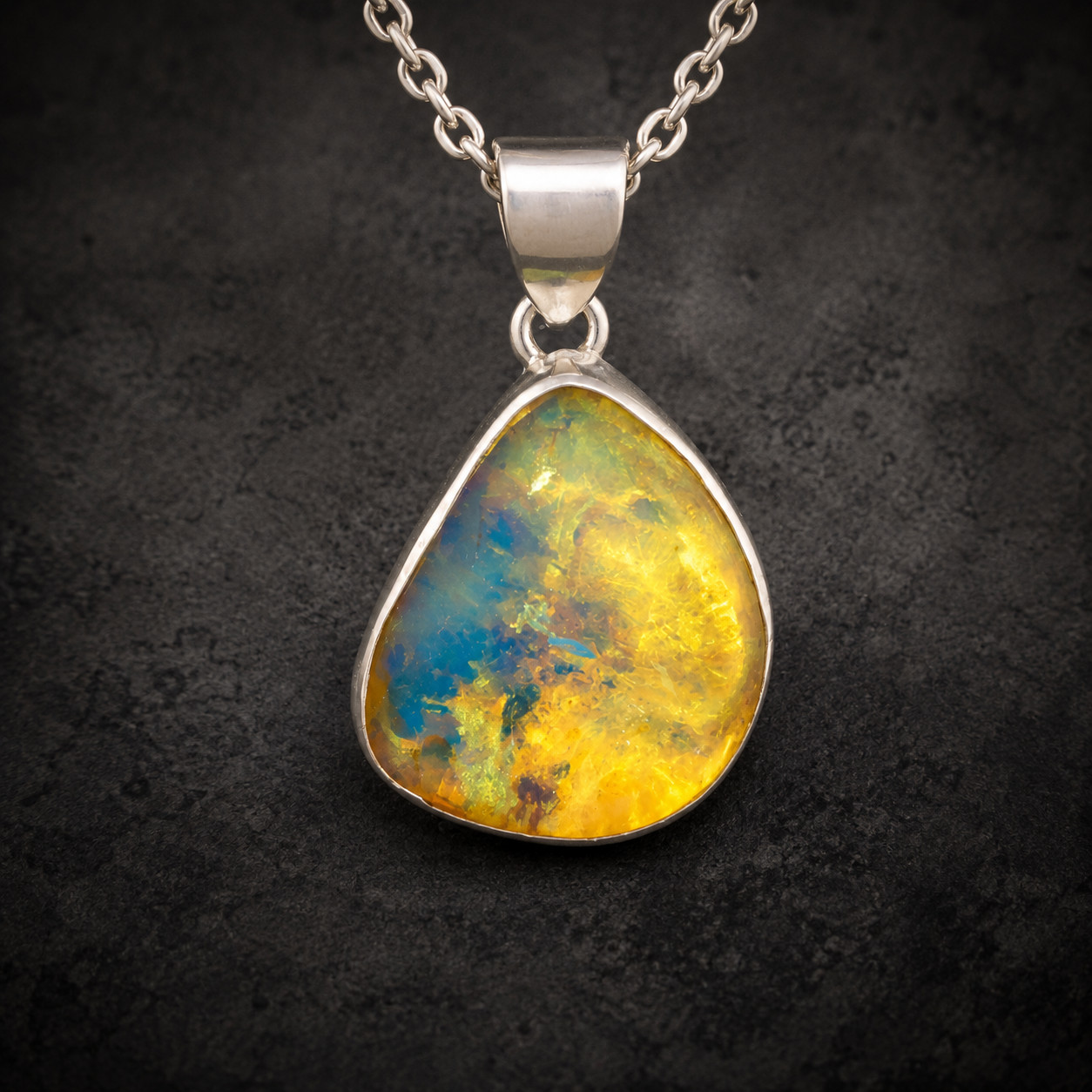 Finest Natural Translucent Sky Blue Amber .925 Sterling Silver Pendant 35mm