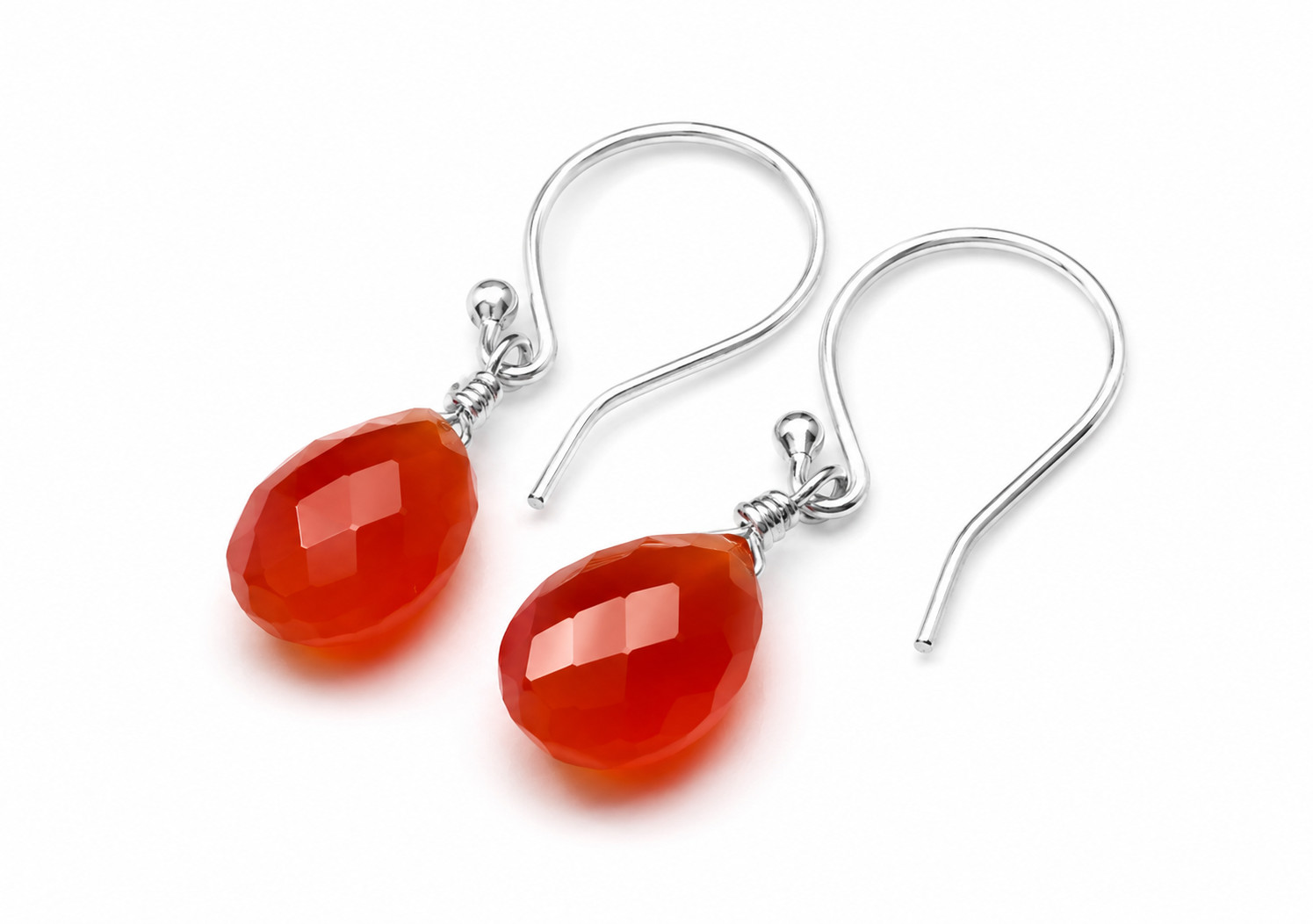 Beautiful Deep Orange Teardrop Tourmaline .925 Sterling Silver Earrings 37mm 17.