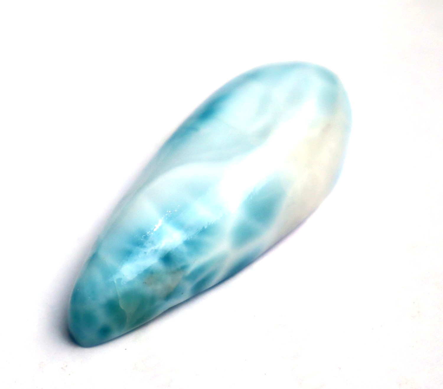 Rarest Natural Sky Blue Larimar Cabochon – 44mm Teardrop | 63ct | Dominican Rep.