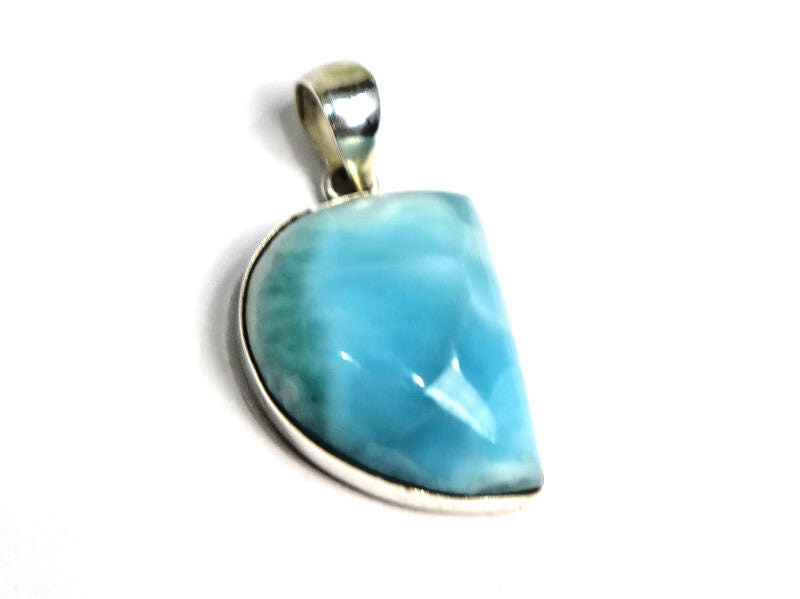 Exquisite Natural Dominican Sky Blue Larimar .925 Sterling Silver Pendant 34mm