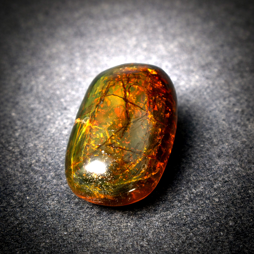 Natural Dominican Translucent Green Yellow Amber Polished Cabochon 23mm