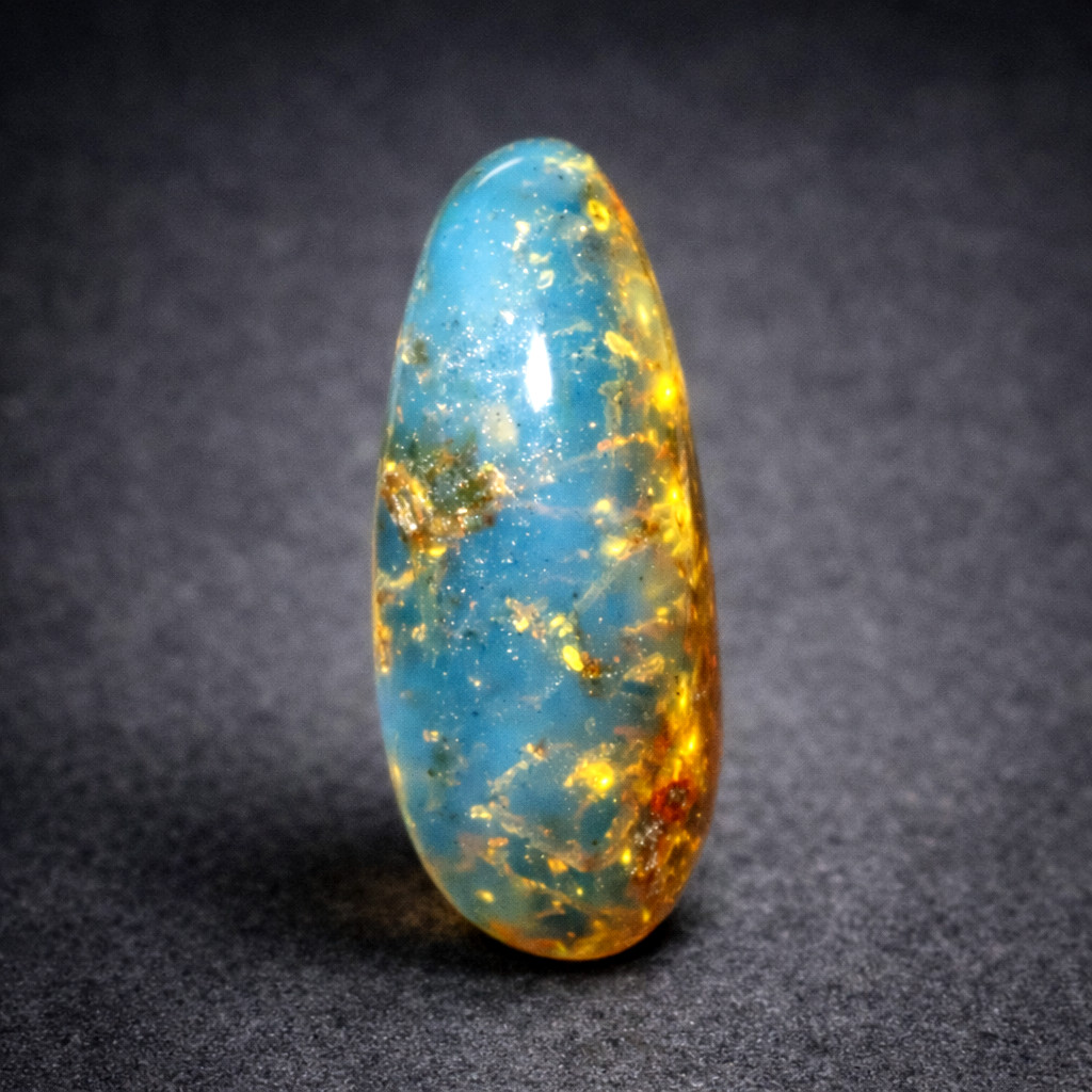 Prettily Natural Dominican Clear Volcanic Blue Amber Polished Stone 20mm